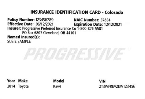 progressive proof of insurance card